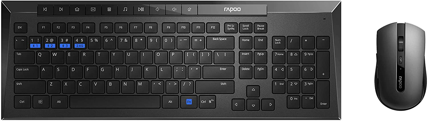 Pack Teclado Rapoo 8200m 1600dpi bluetooth 3.0 y 4.0 2.4ghz multiplataforma 2.4
