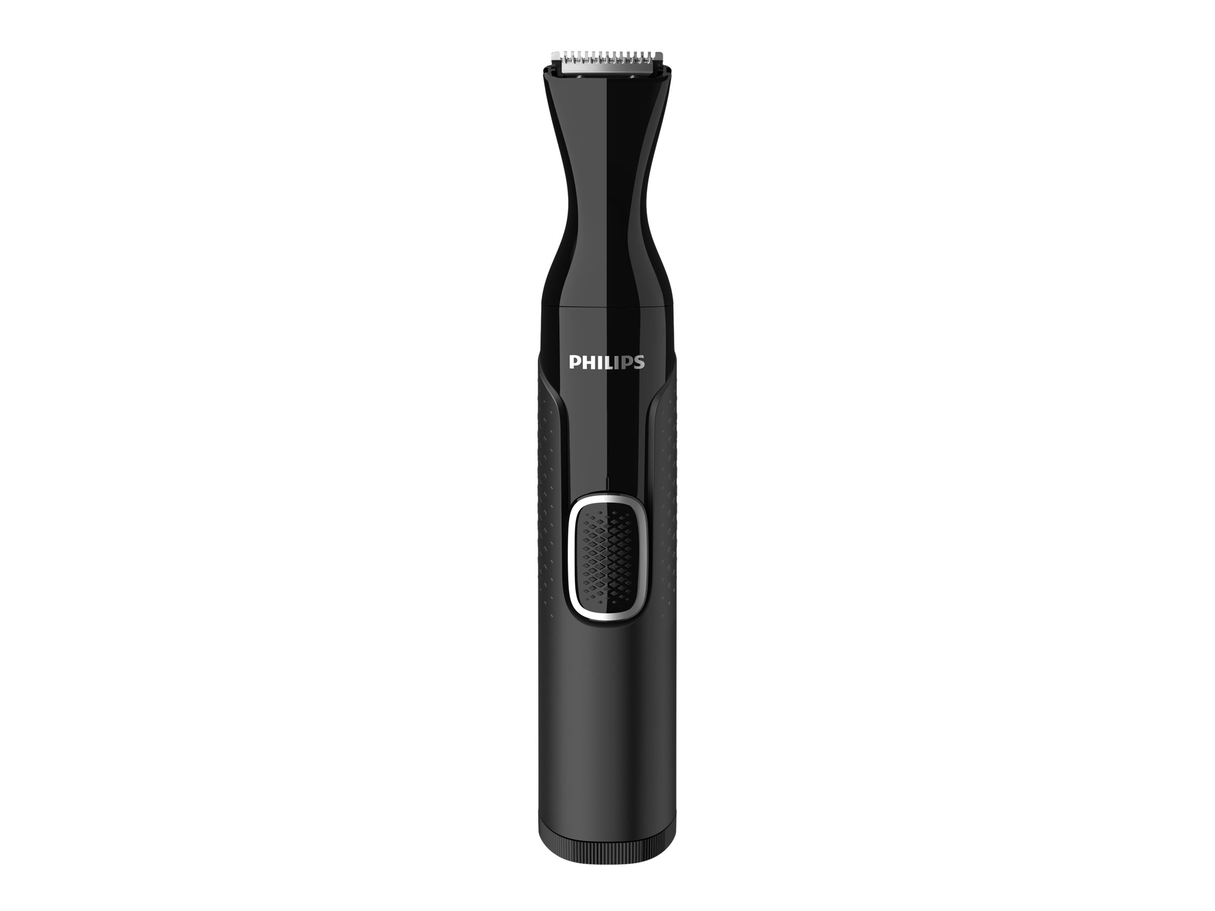 Schwarzer Philips Trimmer auf weißem Hintergrund.