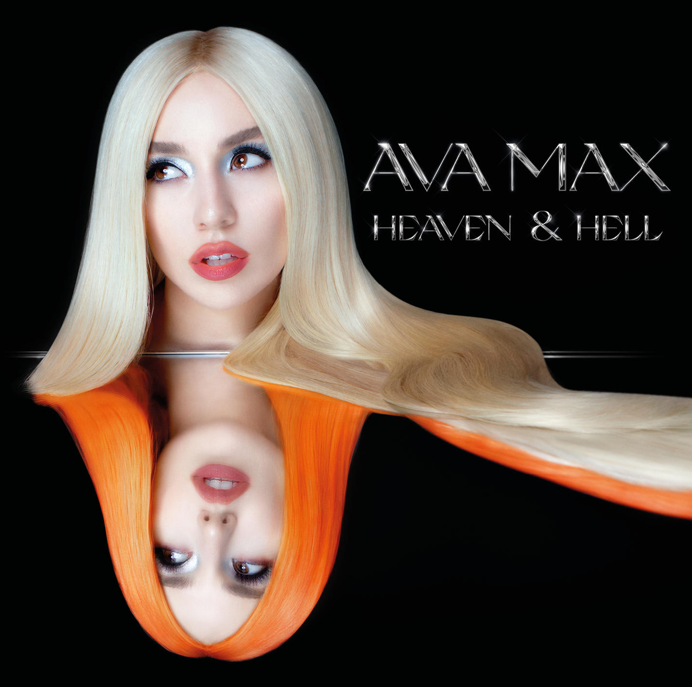 Albumcover mit dem Gesicht einer Frau. Die Hälfte ihres Gesichts wird reflektiert. Blonde Haare oben, orange unten. 'Ava Max' oben.