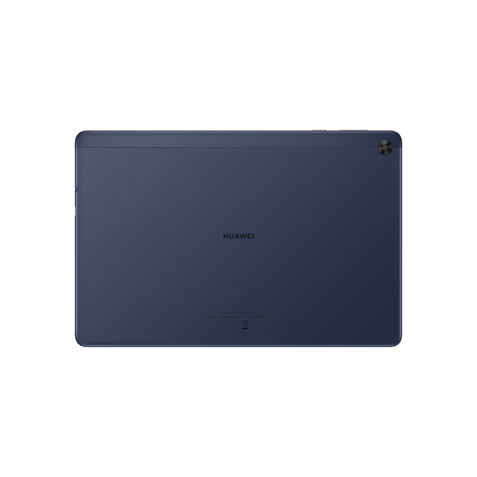 Arkada Huawei logosu bulunan mavi bir tablet.