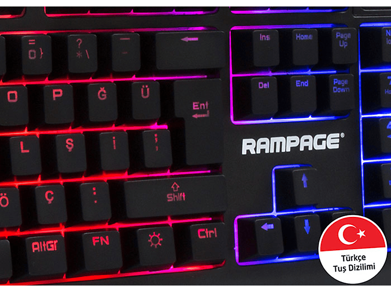 RAMPAGE KB-R34 Winner Semi Mekanik Q Rainbow Işıklı Gaming Klavye Siyah_4