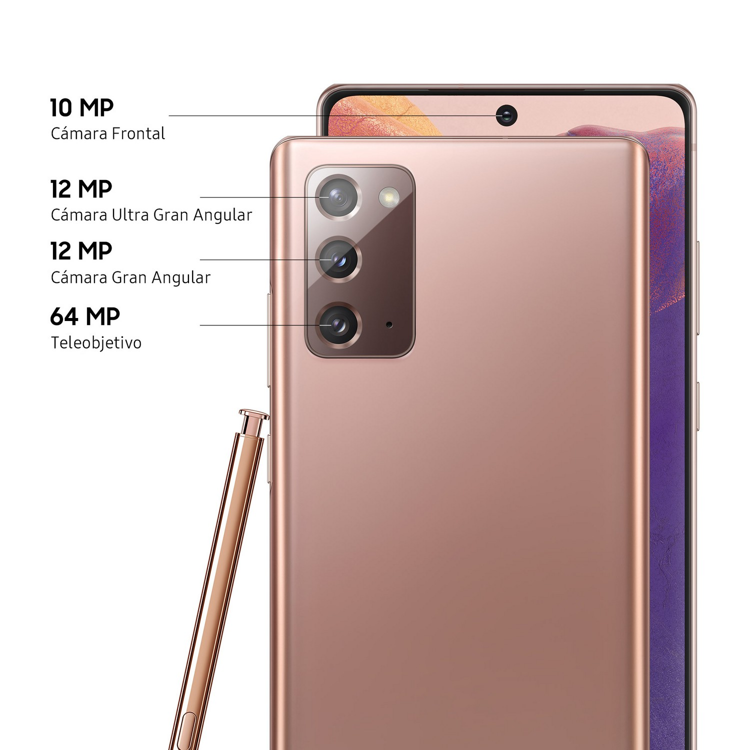 Móvil - Samsung Galaxy Note 20 4G, Bronce, 256GB, 8GB RAM, 6.7" FHD+, Exynos 990, 4300 mAh, S Pen, Android
