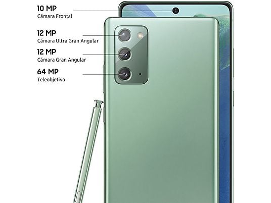 Móvil - Samsung Galaxy Note 20 4G, Verde, 256GB, 8GB RAM, 6.7" FHD+, Exynos 990, 4300 mAh, S Pen, Android
