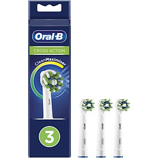 Recambio para cepillo dental - Oral-B, CrossAction, con Tecnología CleanMaximiser, Pack De 3, blanco