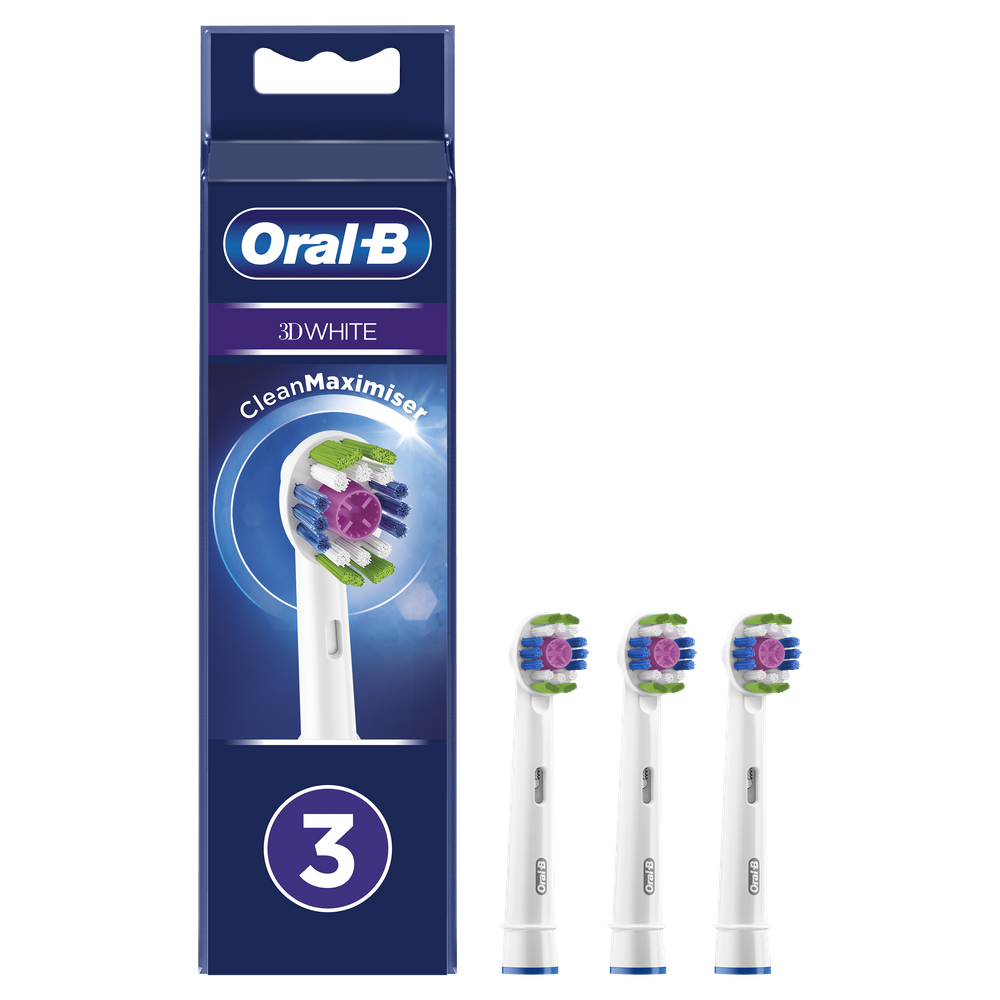 Recambio Cepillo Oralb eb183 ffs 3 piezas 3d white cabezales 3dwhite uds para dental con tecnología cleanmaximiser pack blanco braun