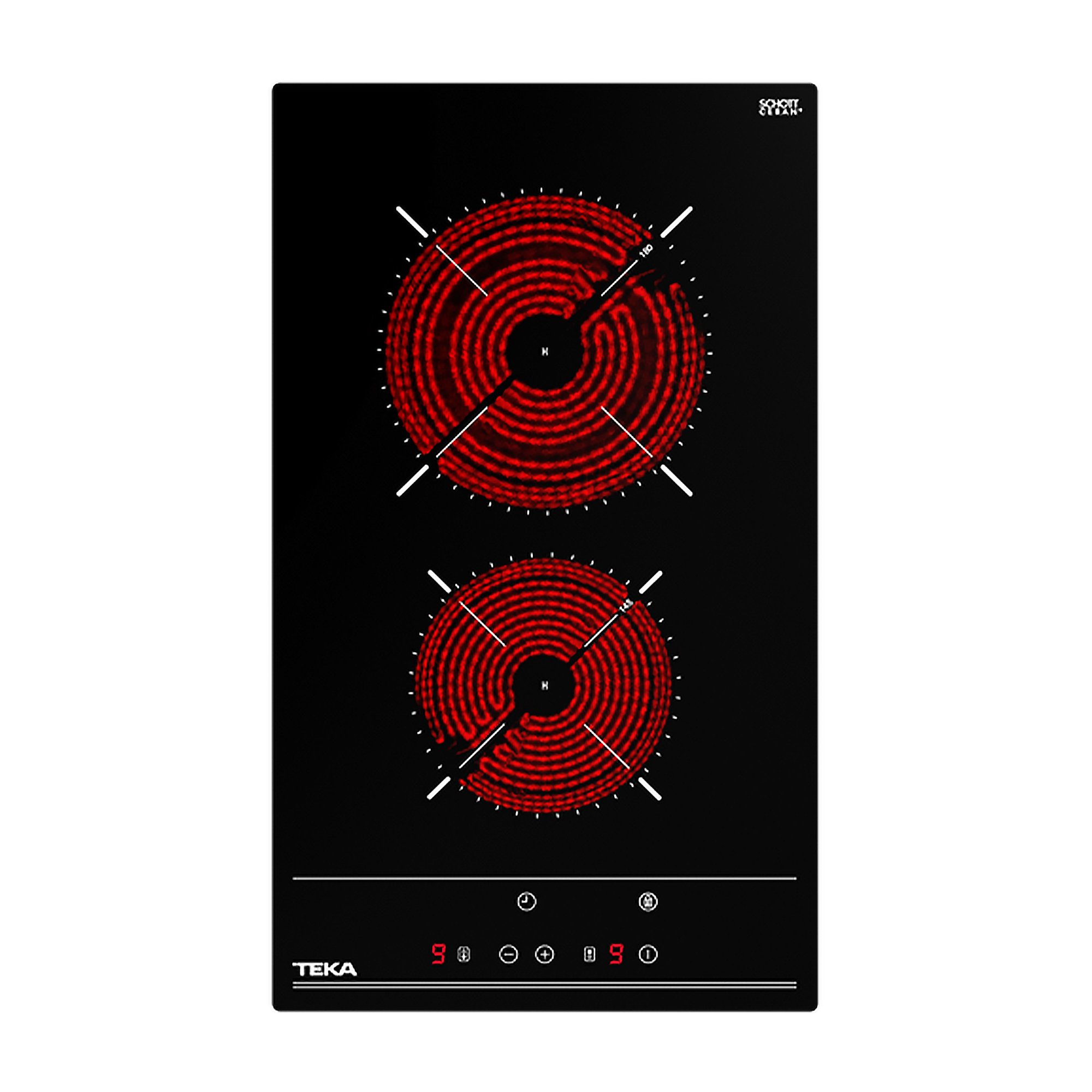 Encimera - Teka TZC 32320 TTC, Vitrocerámica, Eléctrica, 2 zonas, 30 cm, Negro