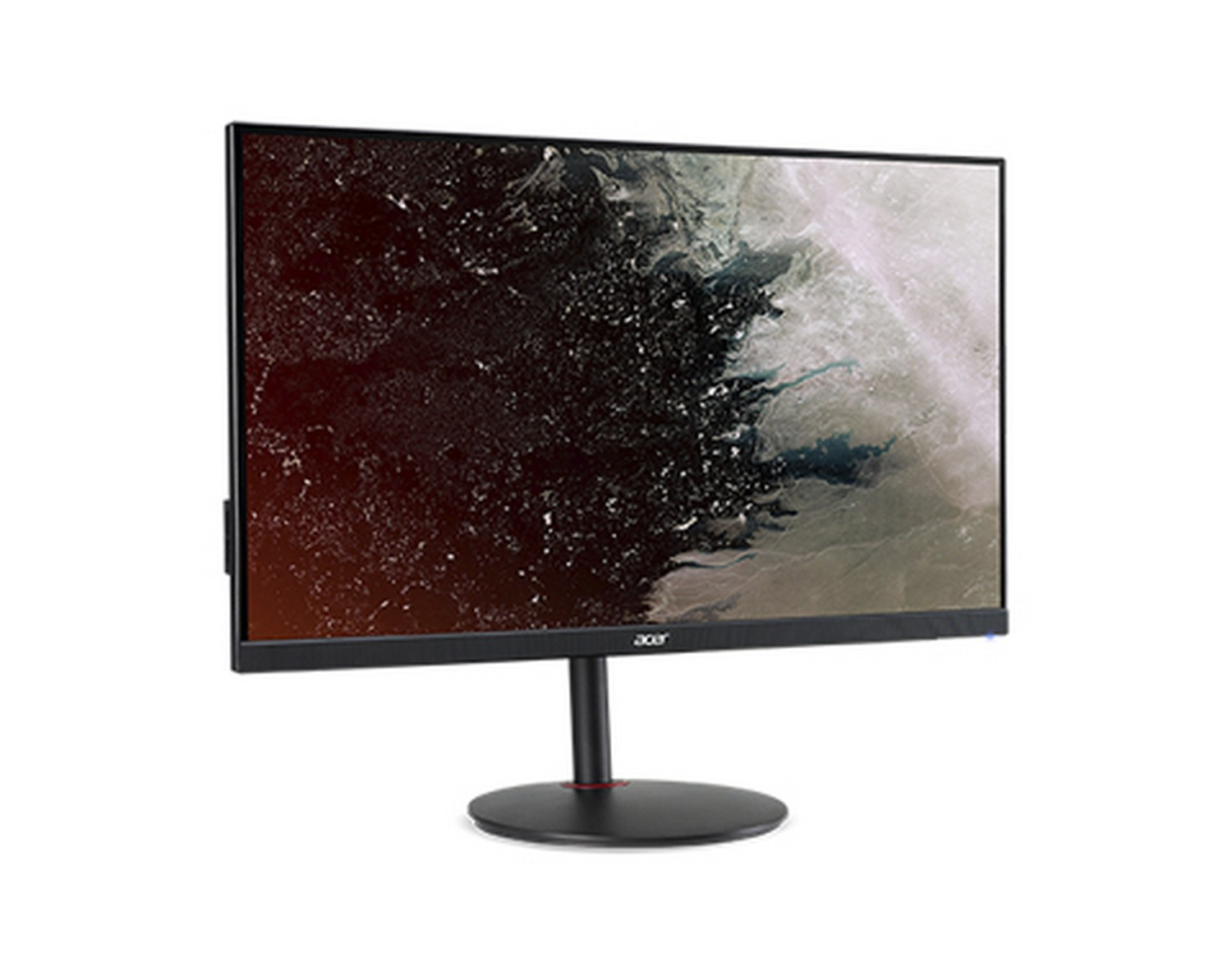 Un monitor de computadora con marco negro y logo de Acer sobre un fondo blanco.