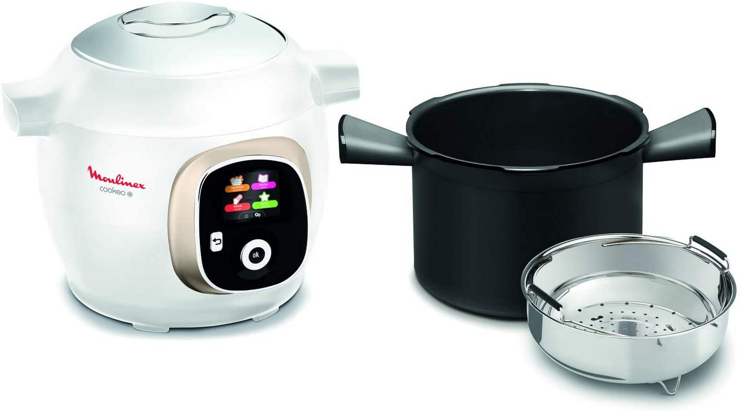 Robot De Cocina moulinex cookeo+ 150 recetas ce851a olla eléctrica 1600w 6l 6 modos blanco alta programable y bol antiadherente con capacidad