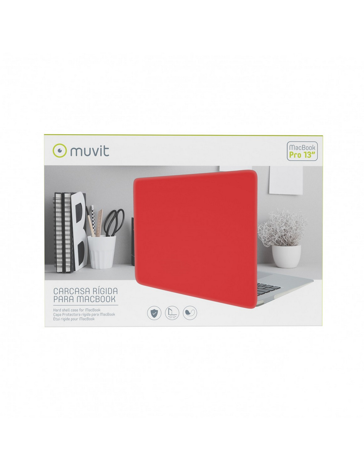 Funda para portátil - Muvit MUCTB0350, Para Apple MacBook Pro 13", Rojo