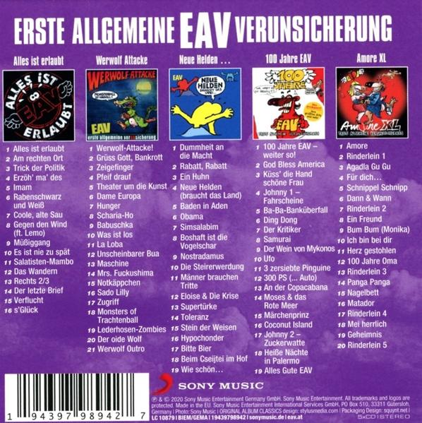 Ein Compilation-Albumcover mit verschiedenen Titeln, mit verschiedenen Bildern und Texten.
