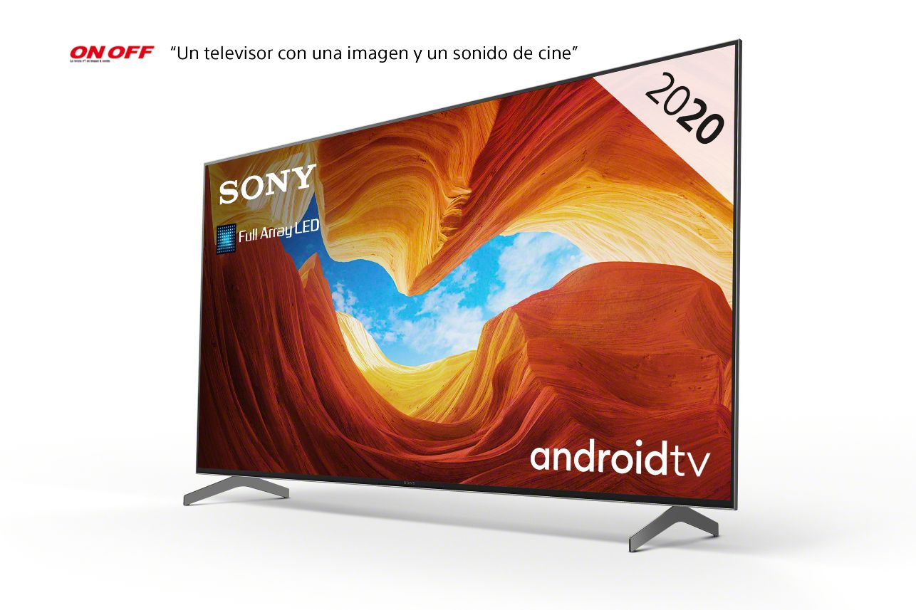 Un televisor grande con una pantalla que muestra un paisaje. La palabra SONY está en el televisor.
