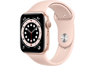 APPLE Watch Series 6 (GPS) 44 mm - Smartwatch (140 - 220 mm, Fluorelastomer, Gold/Sandrosa)