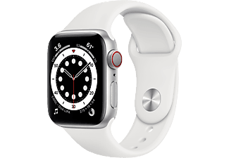 APPLE Watch Series 6 (GPS + Cellular) 40 mm - Smartwatch (130 - 200 mm, Fluoroelastomero, Argento/Bianco)