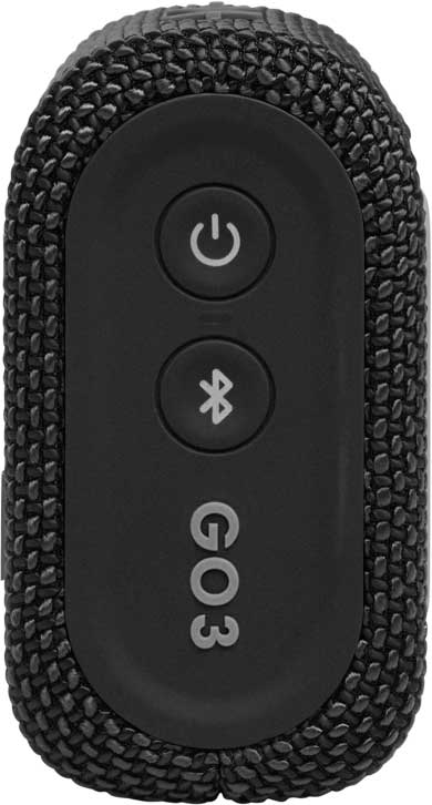 Egy fekete, ovális alakú hangszóró, bekapcsoló és Bluetooth gombokkal.