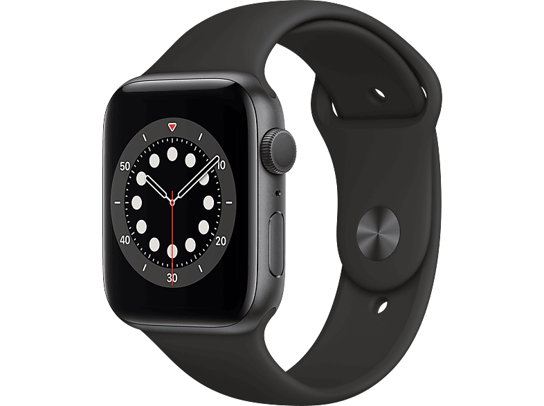 APPLE Watch Series 6 - Aluminium kast Spacegrijs 44mm, Sportbandje Zwart (M00H3NF/A)