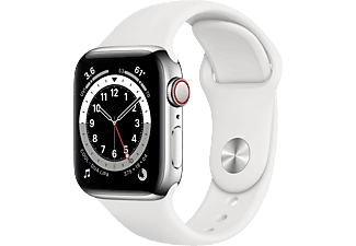 APPLE Watch Series 6 (GPS + Cellular) 40 mm - Smartwatch (130 - 200 mm, Fluoroelastomero, Argento/Bianco)