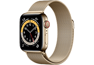 APPLE Watch Series 6 (GPS + Cellular) 40 mm - Montre intelligente (130 - 200 mm, Acier inoxydable, Or/Or)