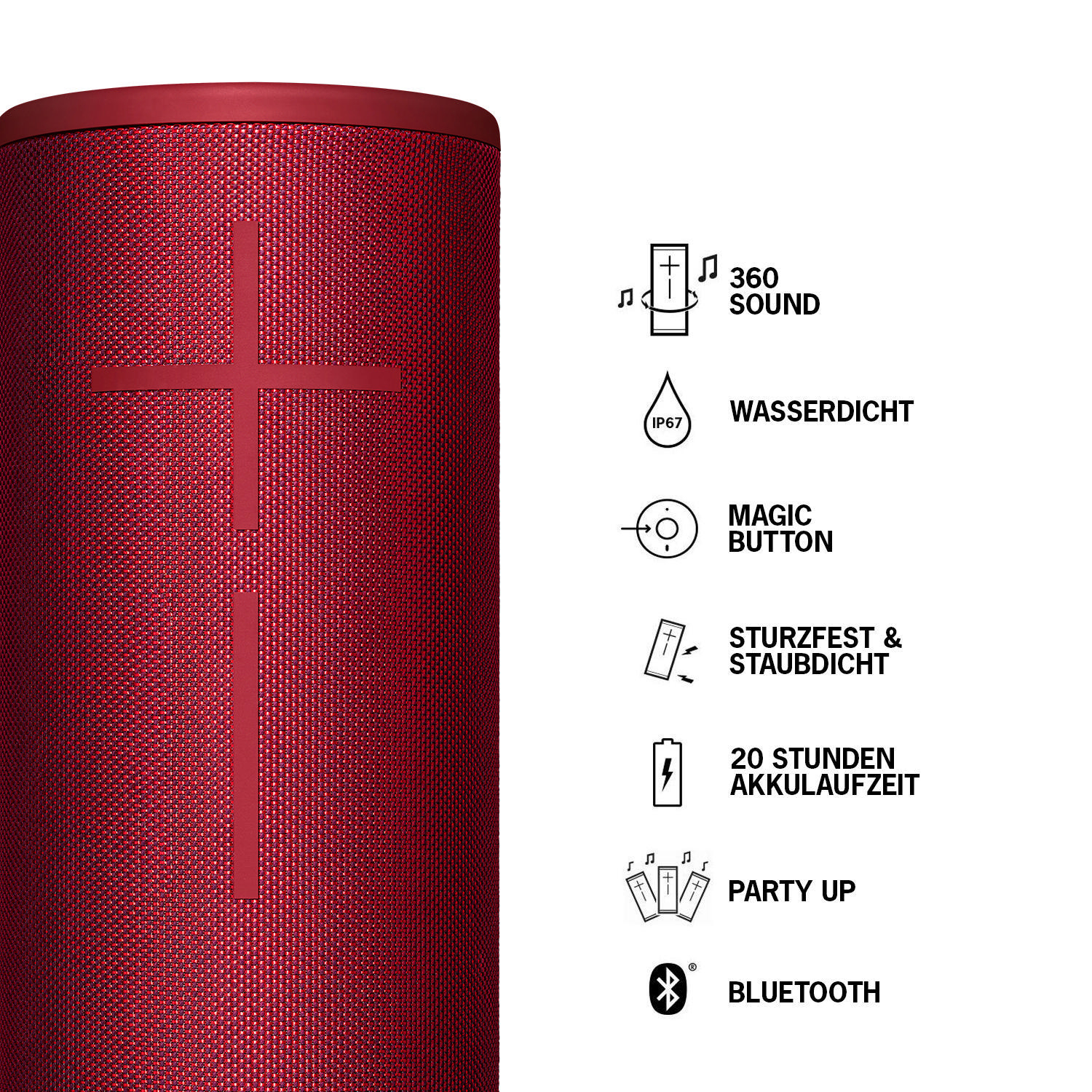 ULTIMATE EARS Megaboom 3 Bluetooth Lautsprecher, Bengalrot, Wasserfest