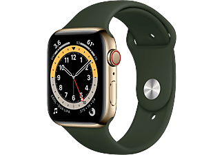 APPLE Watch Series 6 (GPS + Cellular) 44 mm - Montre intelligente (140 - 220 mm, Fluoroélastomère, Or/Vert de Chypre)