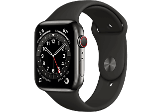 APPLE Watch Series 6 (GPS + Cellular) 44 mm - Montre intelligente (140 - 220 mm, Fluoroélastomère, Graphite/Noir)