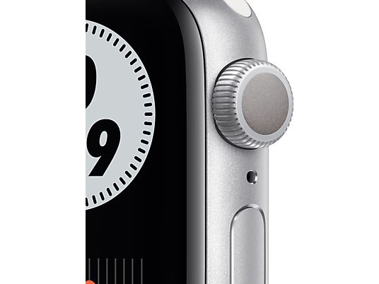 APPLE Watch Nike Series 6 (GPS) 40 mm - Smartwatch (130 - 200 mm, Fluoroelastomero, Argento/Platino/Nero)