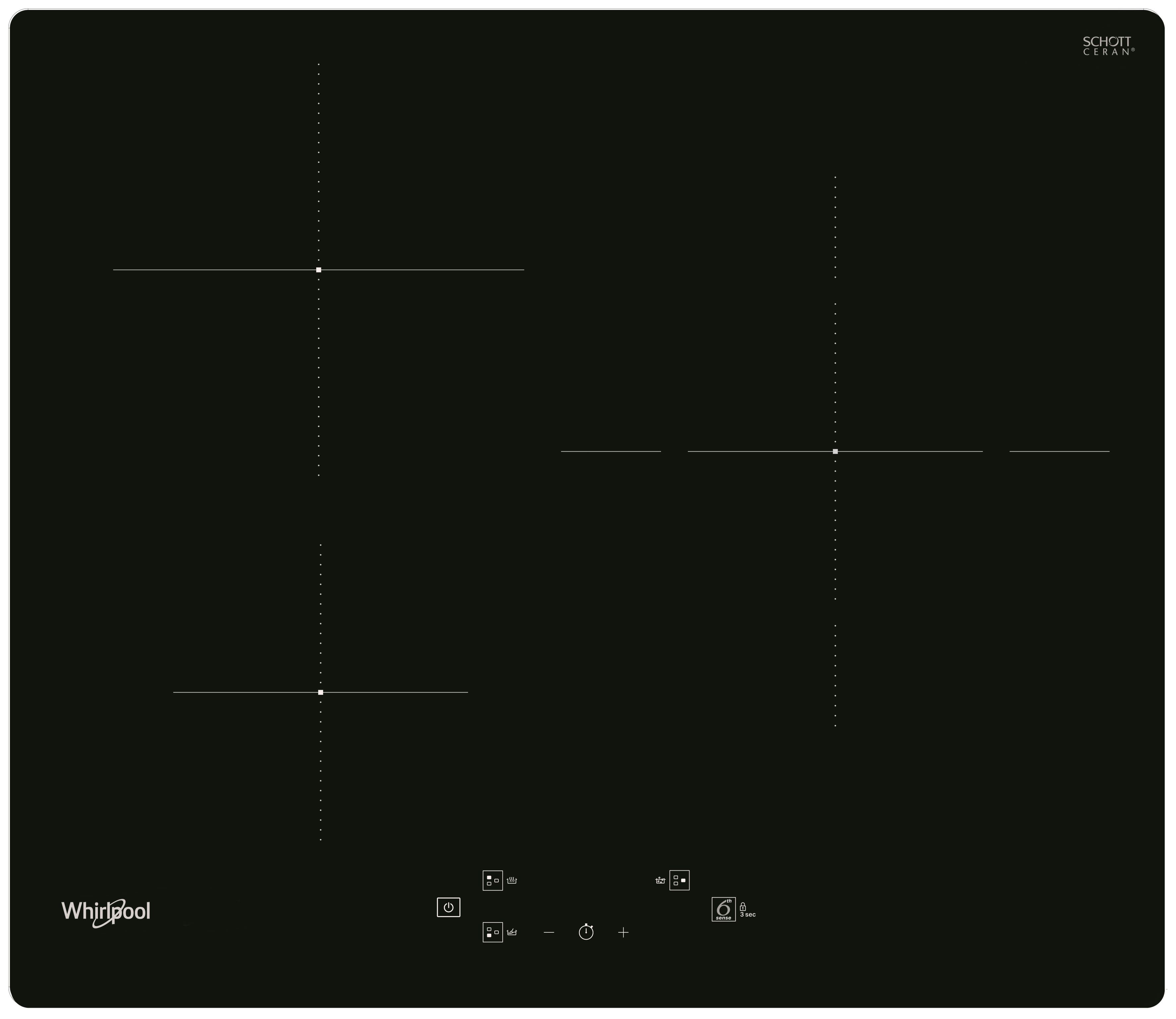 Encimera - Whirlpool WS Q1160 NE, Inducción, 3 zonas, 9 niveles, Eléctrica, Sin bisel, Negro