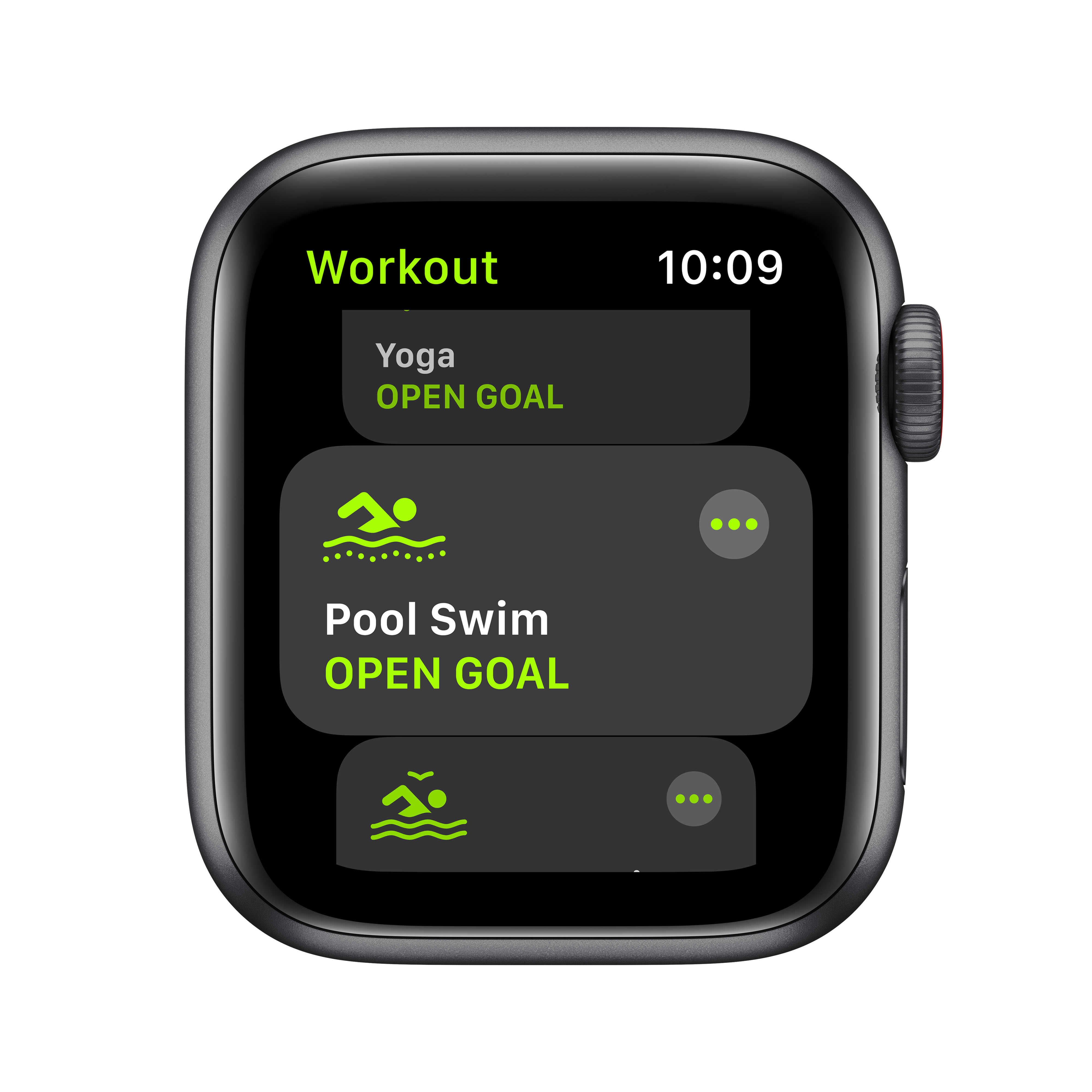 Smartwatch, Workout-Menü, Yoga, Schwimmen, offenes Ziel.
