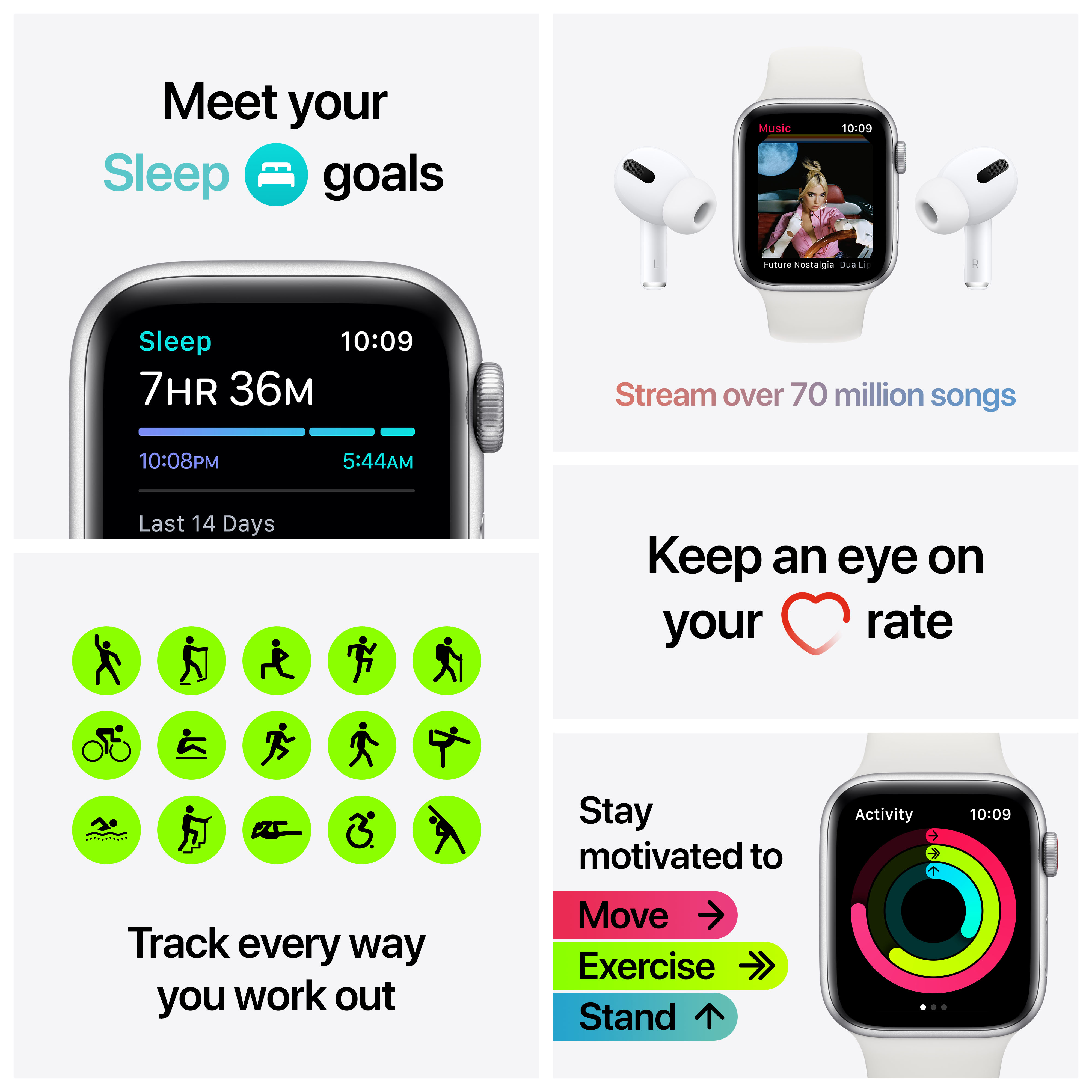 APPLE Watch SE GPS + Cell 40mm Aluminiumgehäuse Spacegrau mit Sportarmband Schwarz