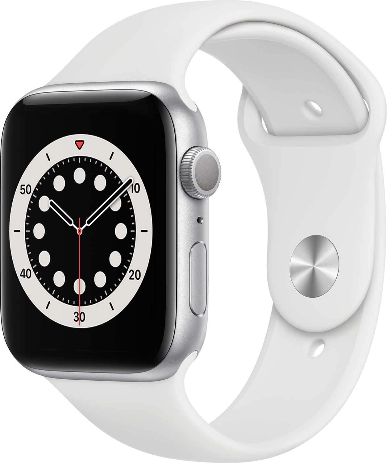 APPLE Watch Series 6 44mm zilver aluminium / witte sportband