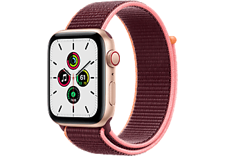 APPLE Watch SE (GPS + Cellular) 44 mm - Montre intelligente (140 - 220 mm, Nylon tissé, Or/Prune)