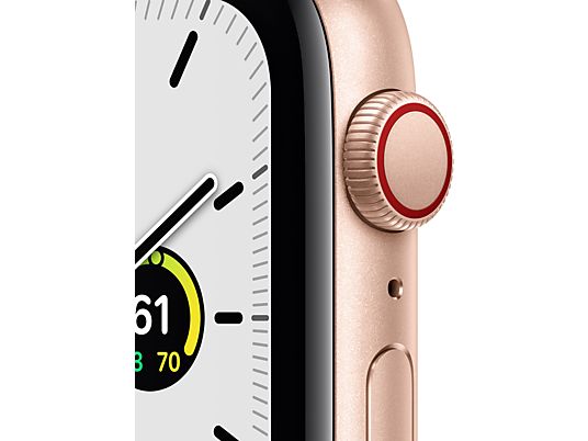 APPLE Watch SE (GPS + Cellular) 44 mm - Smartwatch (140 - 220 mm, Fluoroelastomero, Oro/Rosa sabbia)