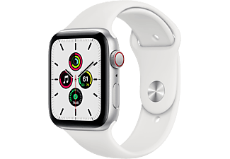 APPLE Watch SE (GPS + Cellular) 44 mm - Smartwatch (140 - 220 mm, Fluorelastomer, Silber/Weiss)