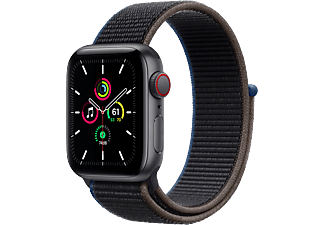 APPLE Watch SE (GPS + Cellular) 40 mm - Smartwatch (130 - 200 mm, Gewebtes Nylon, Space Grau/Kohlegrau)