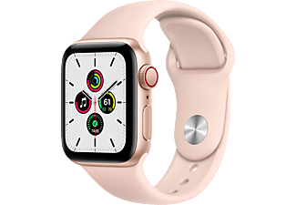 APPLE Watch SE (GPS + Cellular) 40 mm - Montre intelligente (130 - 200 mm, Fluoroélastomère, Or/Rose des sables)