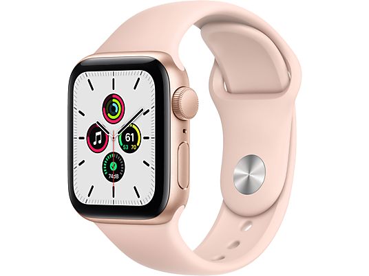 APPLE Watch SE (GPS) 40 mm - Montre intelligente (130 - 200 mm, Fluoroélastomère, Or/Rose des sables)