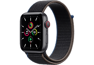 APPLE Watch SE (GPS + Cellular) 44 mm - Smartwatch (140 - 220 mm, Gewebtes Nylon, Space Grau/Kohlegrau)