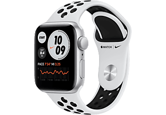 APPLE Watch Nike SE (GPS) 40 mm - Montre intelligente (130 - 200 mm, Fluoroélastomère, Argent/Platine pur/Noir)