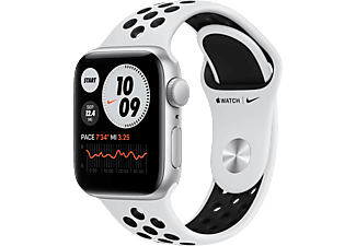 APPLE Watch Nike SE (GPS) 40 mm - Smartwatch (130 - 200 mm, Fluorelastomer, Silber/Pure Platinum/Schwarz)