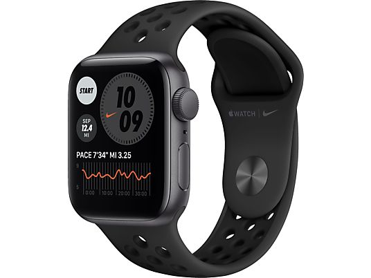 APPLE Watch Nike SE (GPS) 40 mm - Montre intelligente (130 - 200 mm, Fluoroélastomère, Gris sidéral/Anthracite/Noir)
