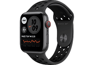 APPLE Watch Nike SE (GPS + Cellular) 44 mm - Smartwatch (140 - 220 mm, Fluoroelastomero, Grigio siderale/Antracite/Nero)