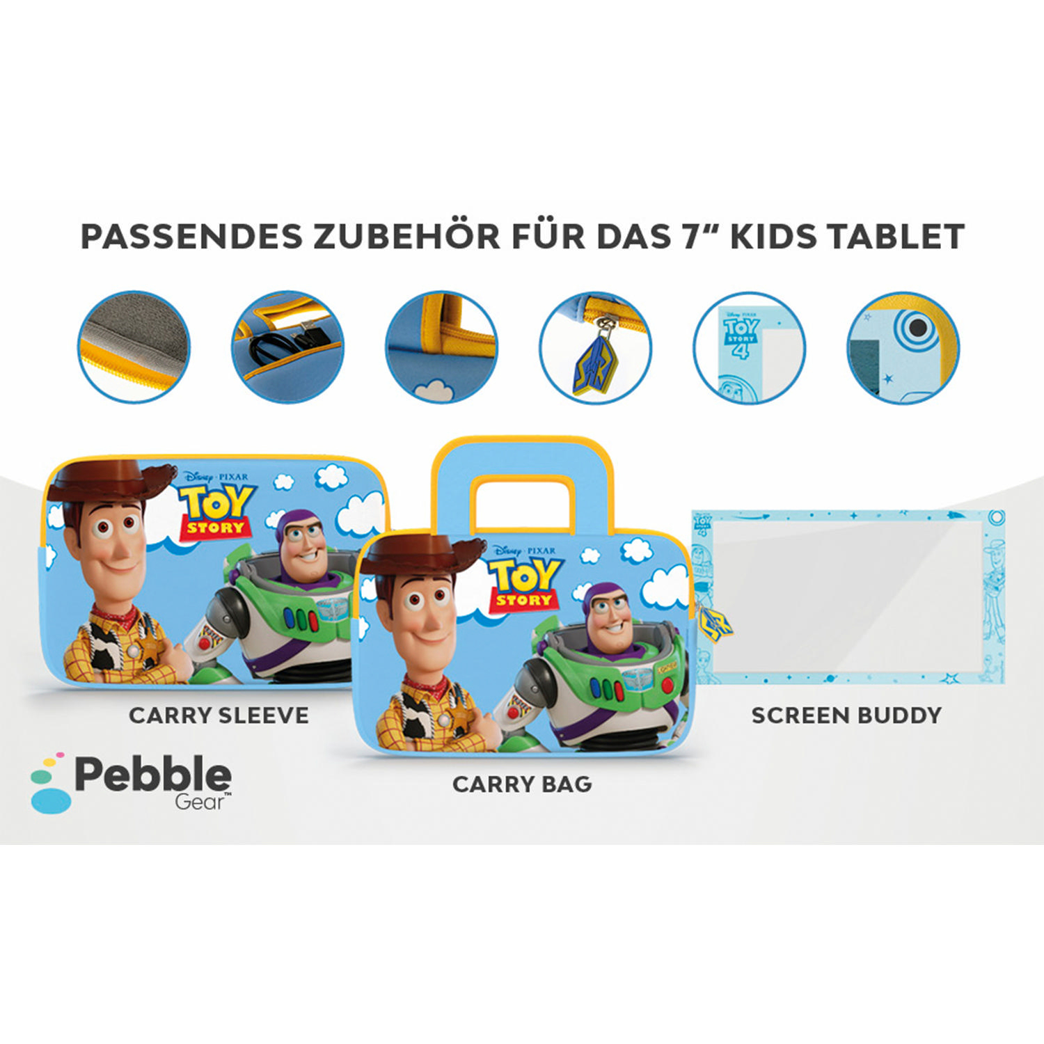 PEBBLE GEAR Toy Story 4 Tablet (German) Kinder-Tablet, Schwarz