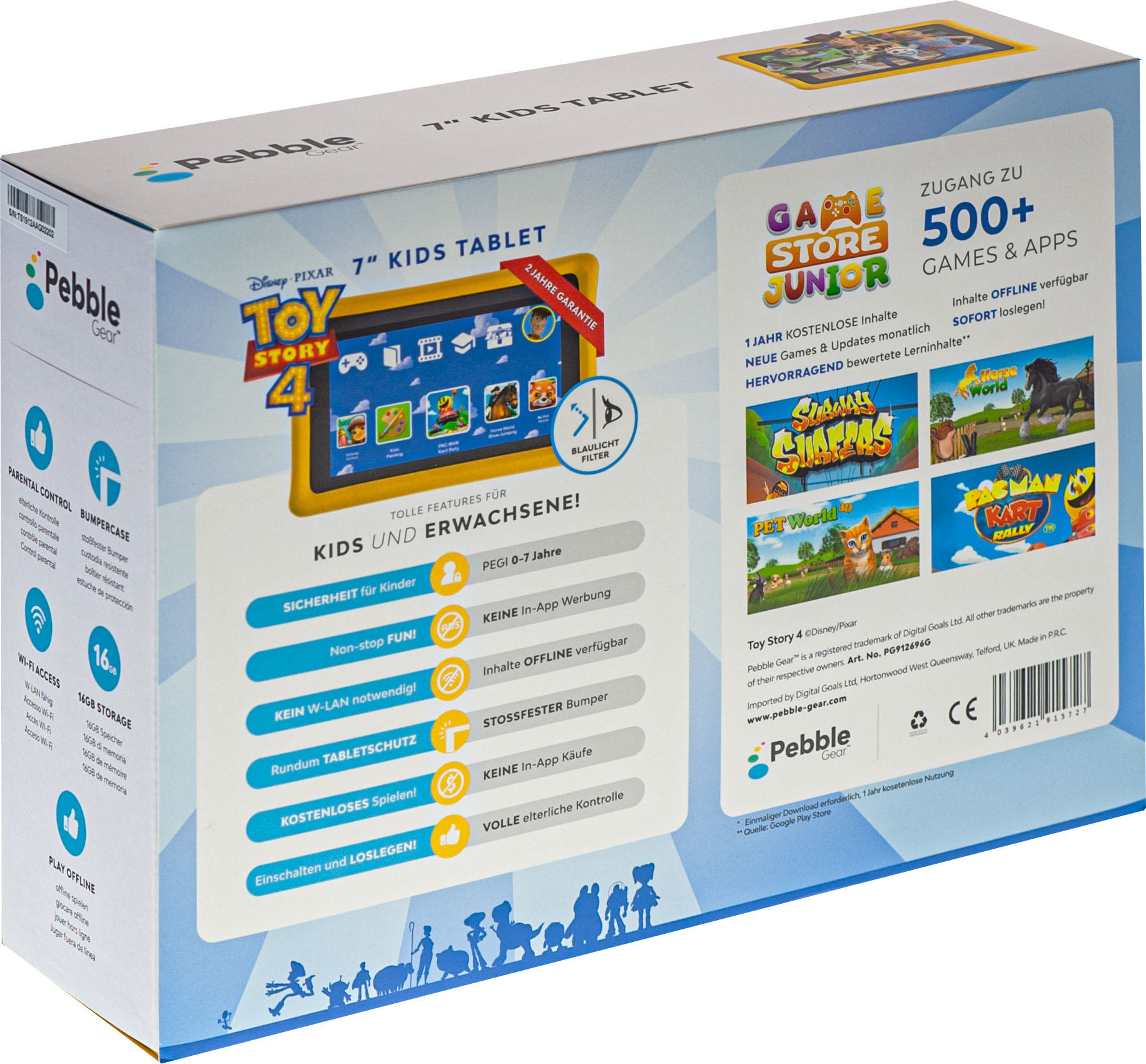 PEBBLE GEAR Toy Story 4 Tablet (German) Kinder-Tablet, Schwarz