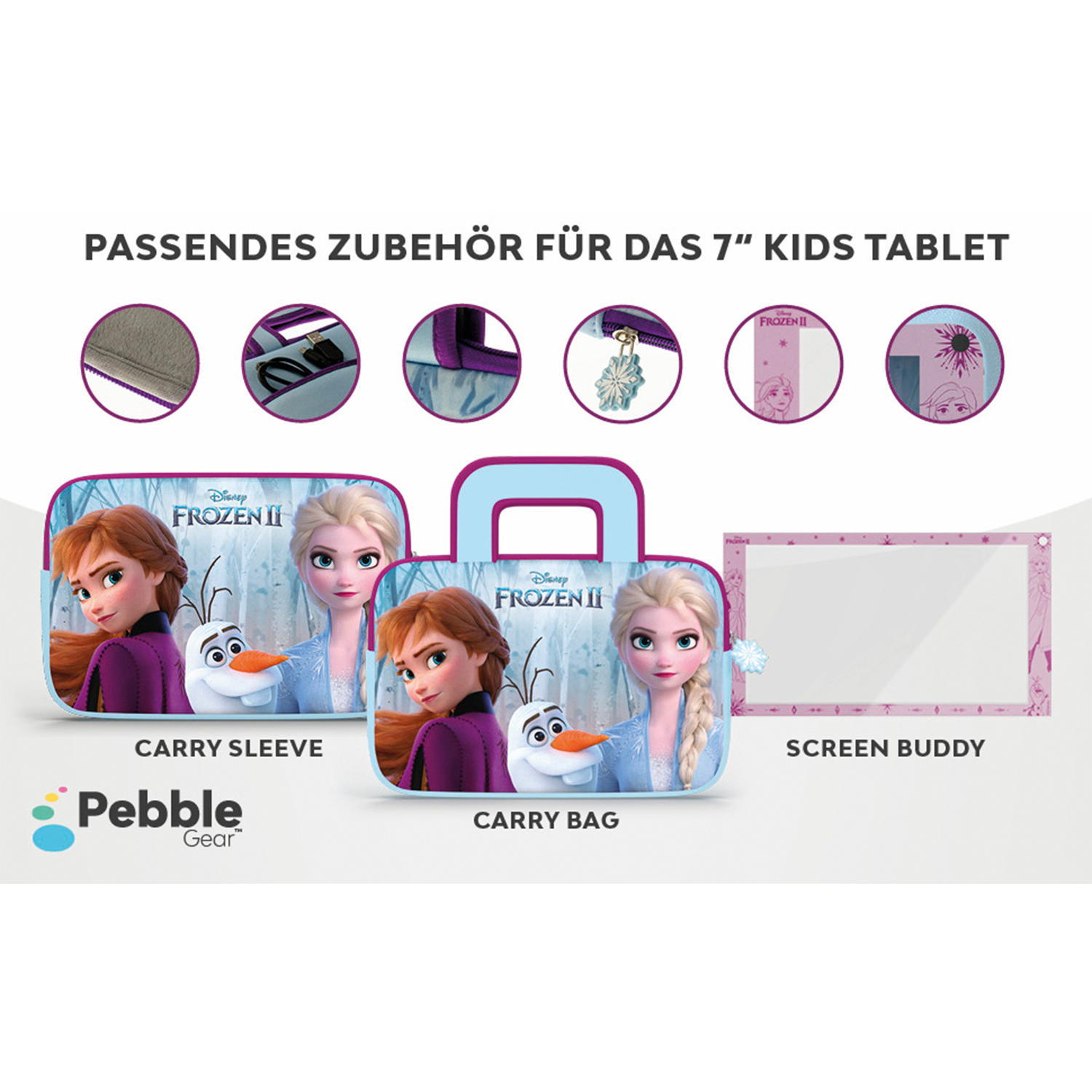 PEBBLE GEAR Frozen II Tablet (German) Kinder-Tablet, Schwarz