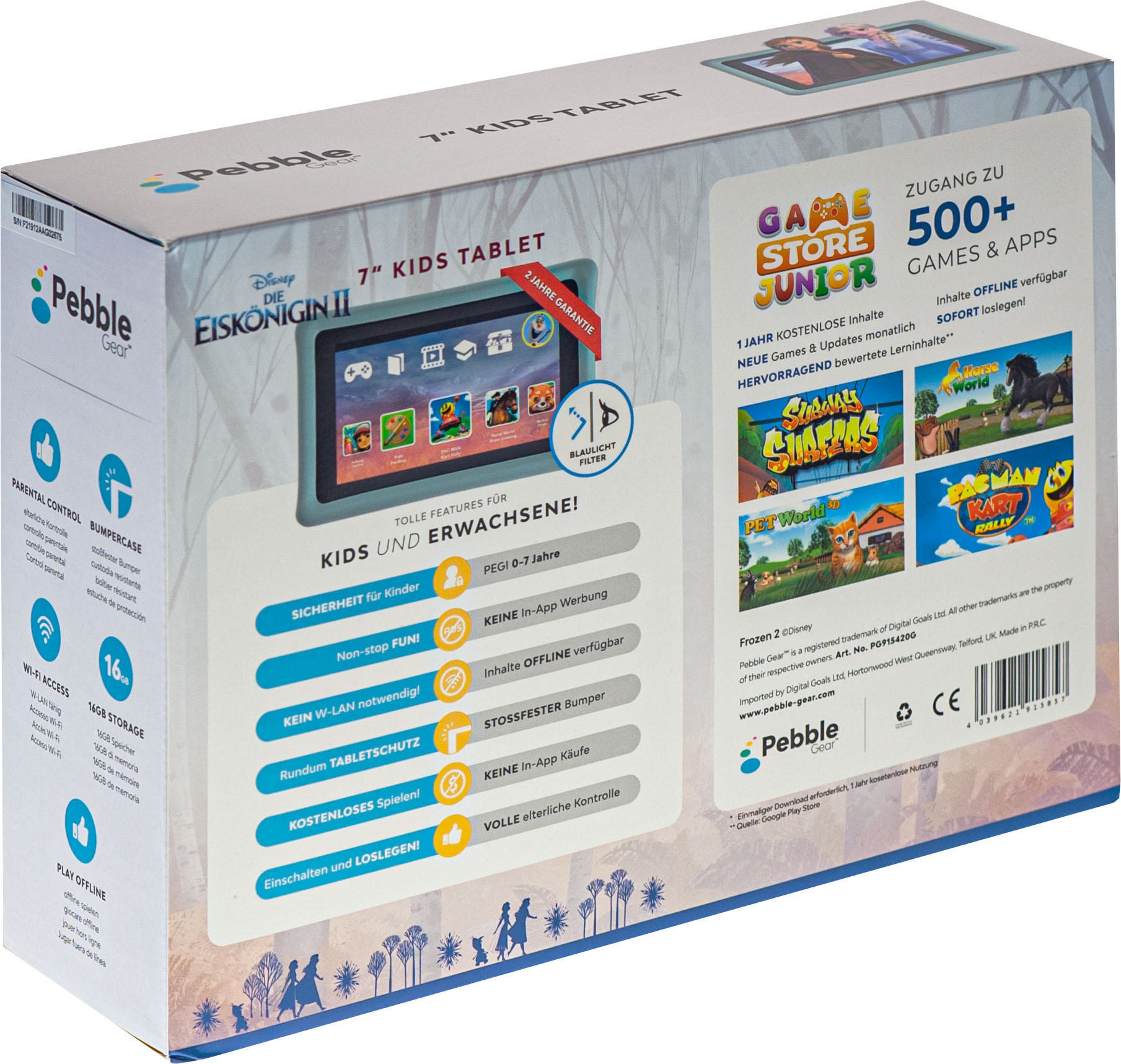 PEBBLE GEAR Frozen II Tablet (German) Kinder-Tablet, Schwarz