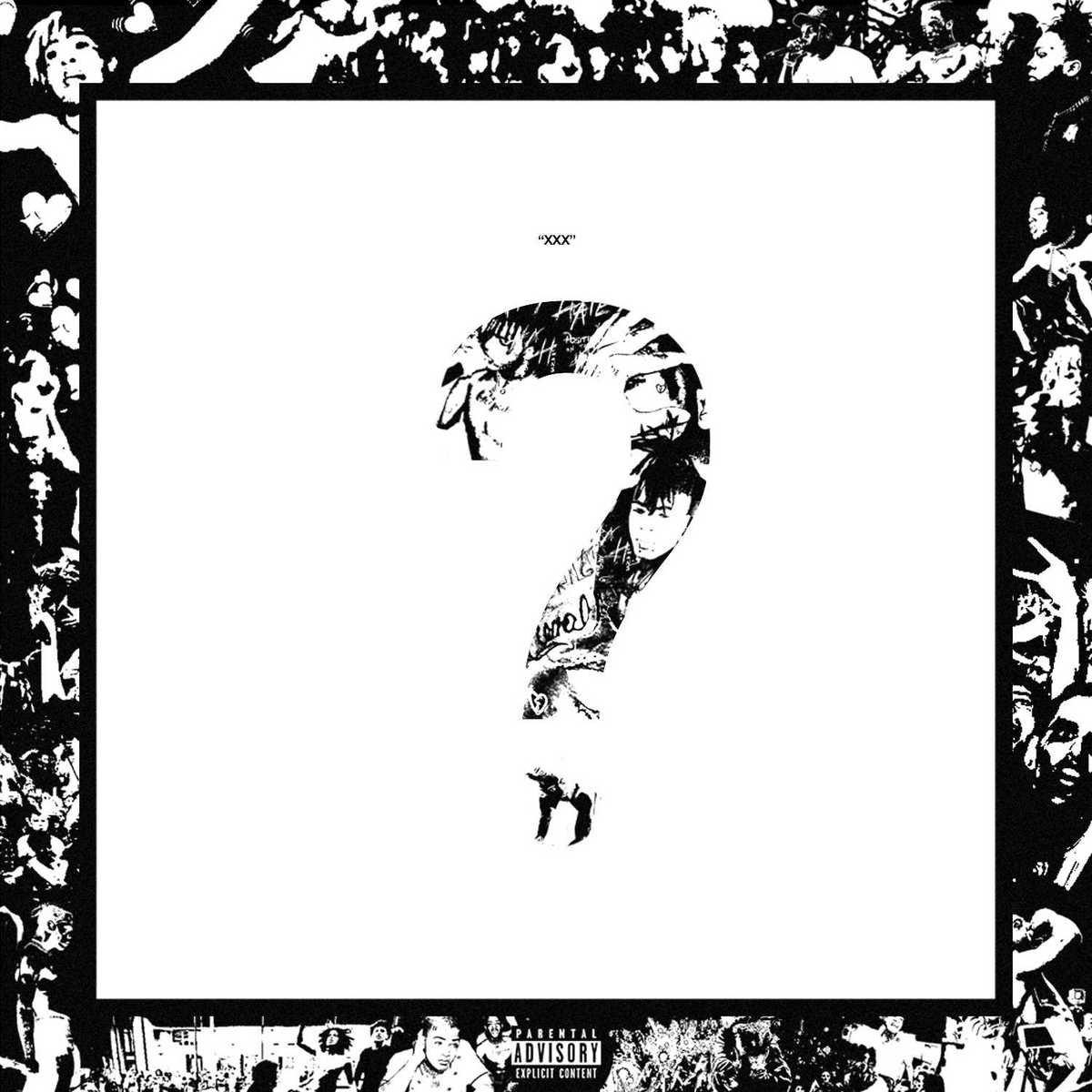 Fekete-fehér album borító kérdőjellel és tömeggel.