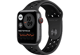 APPLE Watch Nike Series 6 (GPS + Cellular) 44 mm - Smartwatch (140 mm  - 220 mm, Fluoroelastomero, Grigio siderale/Antracite/Nero)
