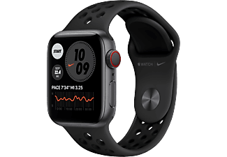 APPLE Watch Nike Series 6 (GPS + Cellular) 40 mm - Smartwatch (130 - 200 mm, Fluorelastomer, Space Grau/Anthrazit/Schwarz)