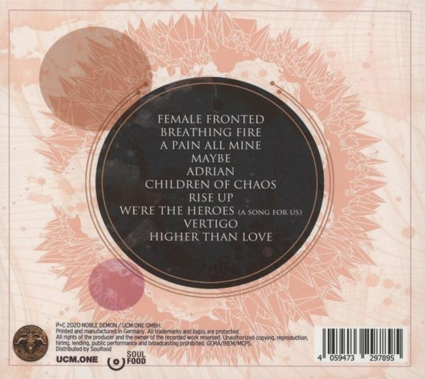 Rückseite eines CD-Covers mit Songtiteln und Infos.