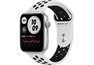 APPLE Watch Nike Series 6 (GPS) 44 mm - Smartwatch (140 - 220 mm, Fluoroelastomero, Argento/Platino/Nero)