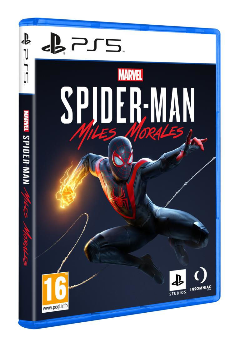 PS5 Spider-Man: Miles Morales Spiel-Cover mit Spider-Man in Aktion.